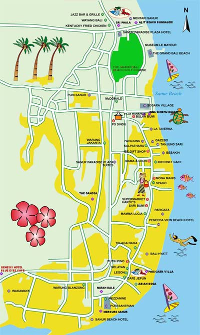 Sanur Travel Map